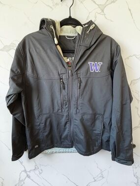 Canada Weather Gear UW Huskies H2Xtreme Waterproof Jacket Women’s L Hooded Black